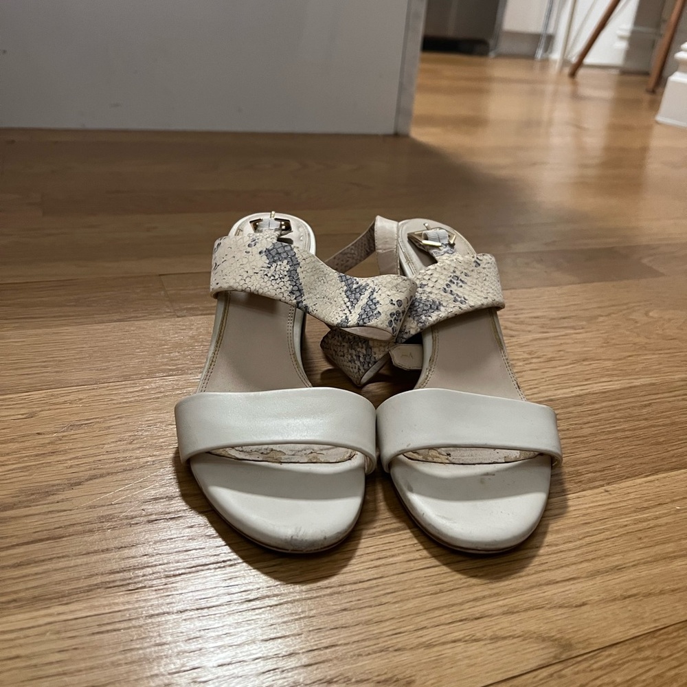 Cole Haan Cream and Tan Sandals with Adjustable Buckle Straps